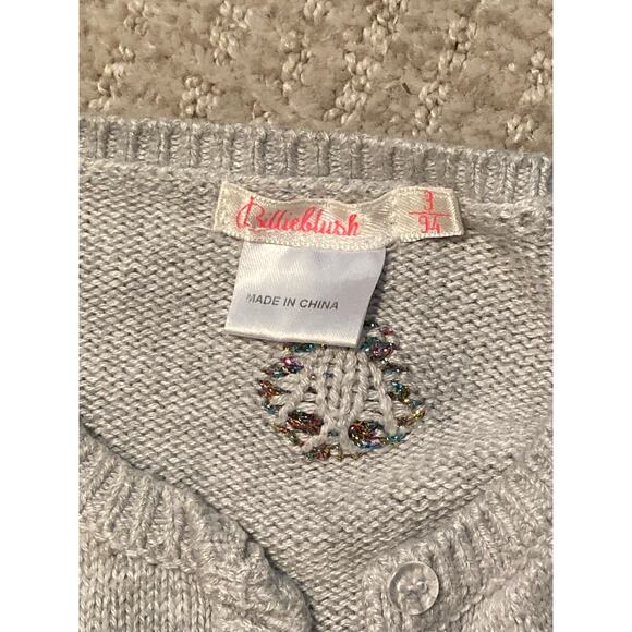 Billie Blush ~ Sz 3 Polkadots Knit Cardigan Sweater Metallic Detail ~ Adorable - Picture 3 of 6